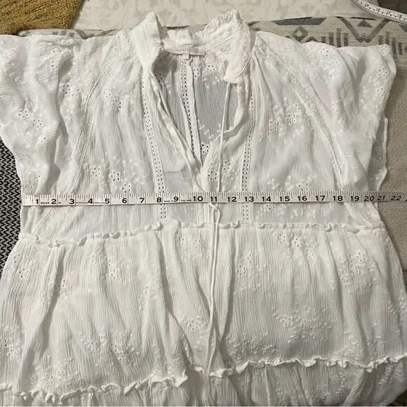 Olivaceous White Eyelet Tiered Short Dress/Tunic Sz-S - Picture 9 of 11